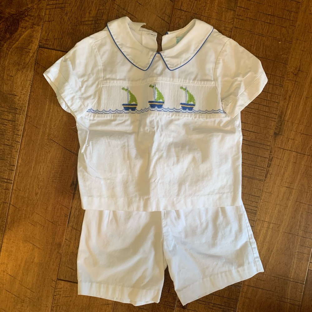 Vive le fête smocked shorts outfit boys 3T
